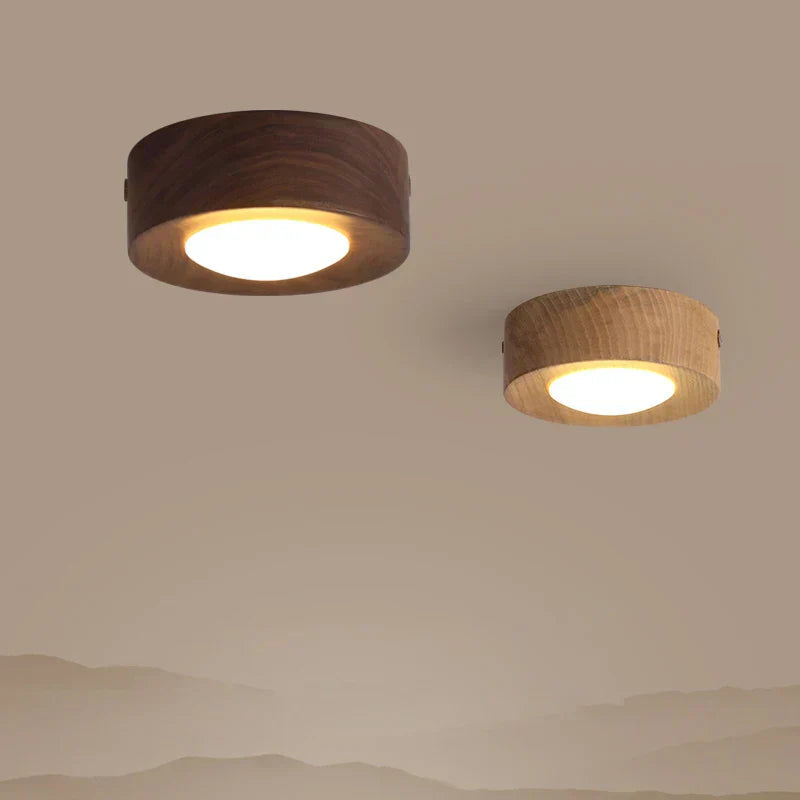 Ambient Walnut Wood Flush Mount Ceiling Light 1