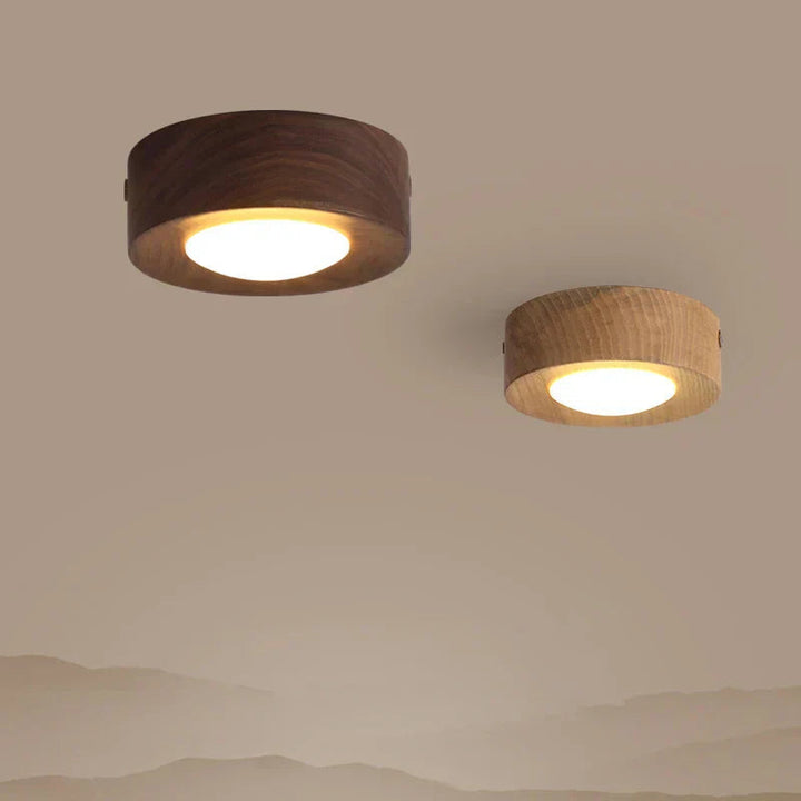 Ambient Walnut Wood Flush Mount Ceiling Light 1