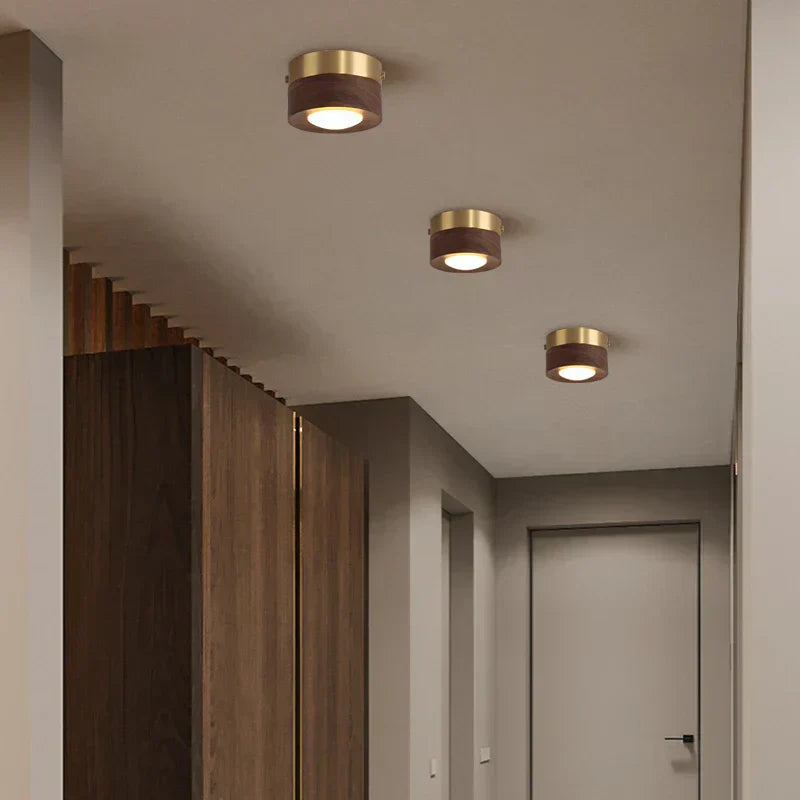 Ambient Walnut Wood Flush Mount Ceiling Light 4