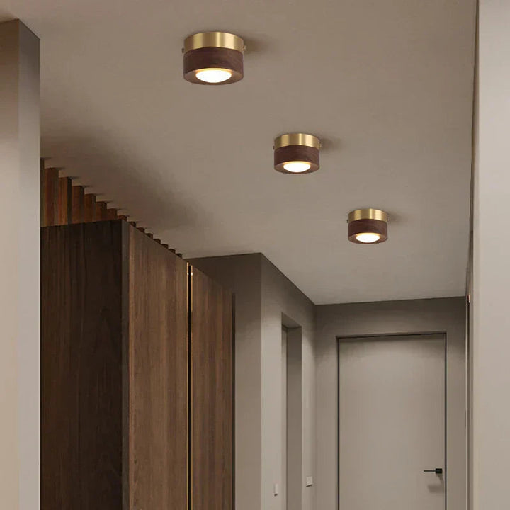 Ambient Walnut Wood Flush Mount Ceiling Light 4