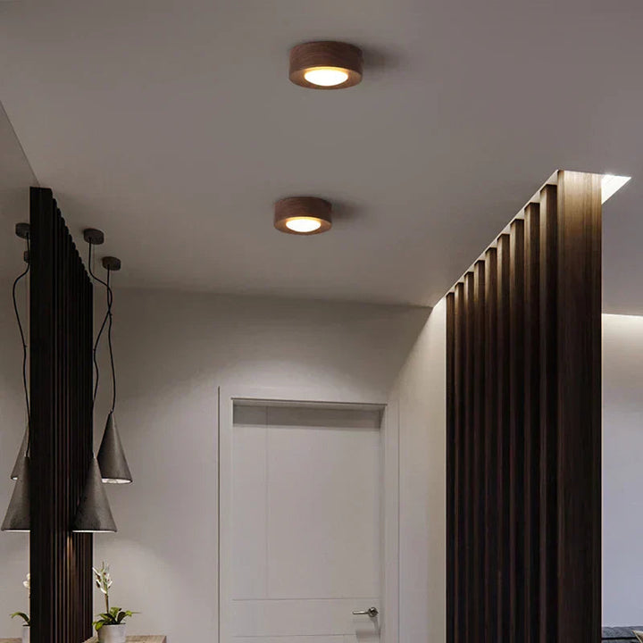 Ambient Walnut Wood Flush Mount Ceiling Light 5