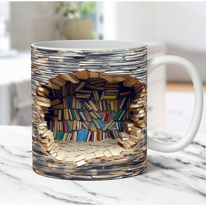 Artisan Ceramic Bookshelf Mug 3