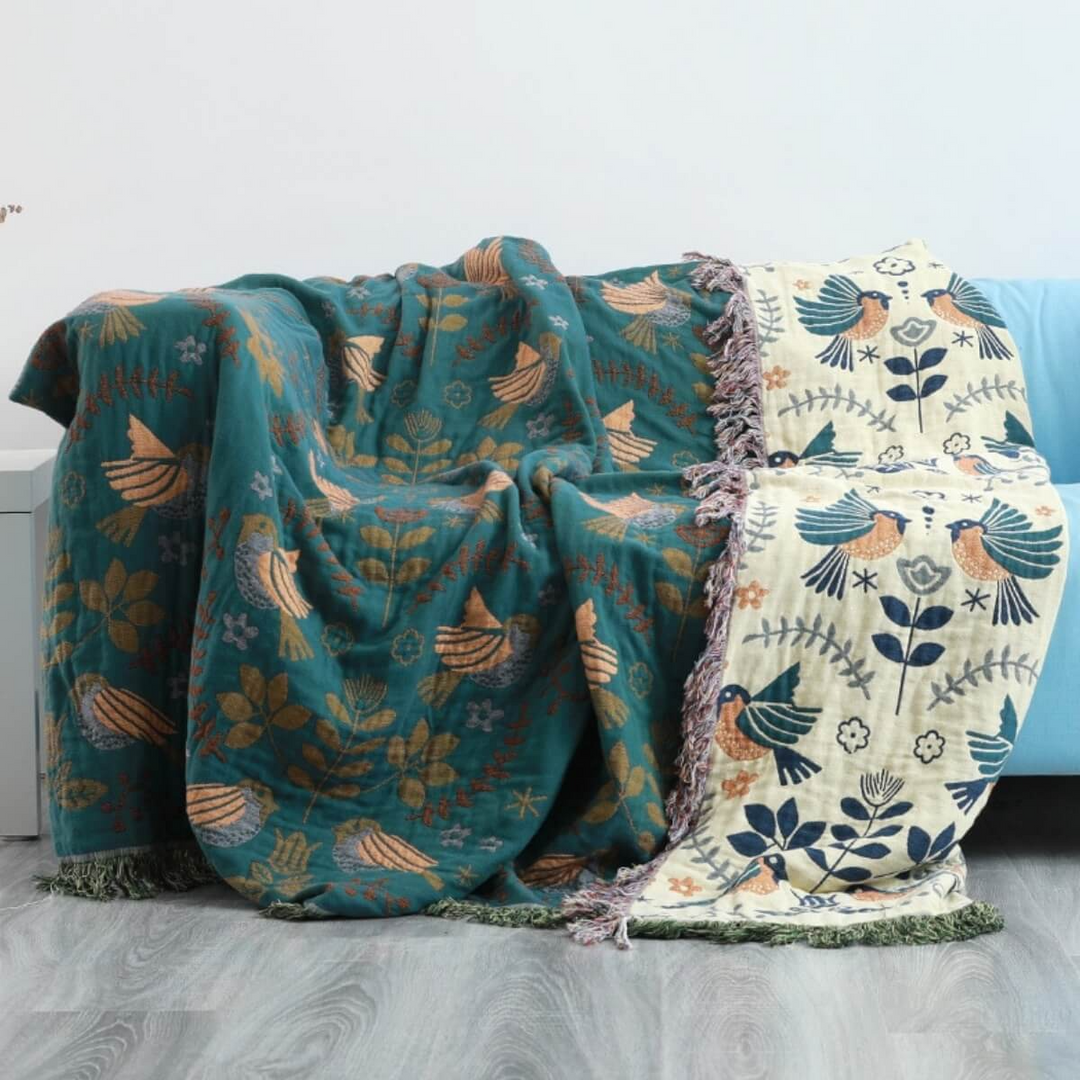 Cozy Reversible Cotton Throw Blanket 0