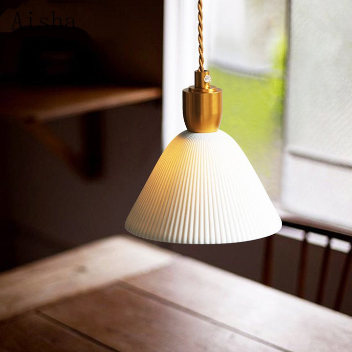 Elegant Ceramic Brass Pendant 2