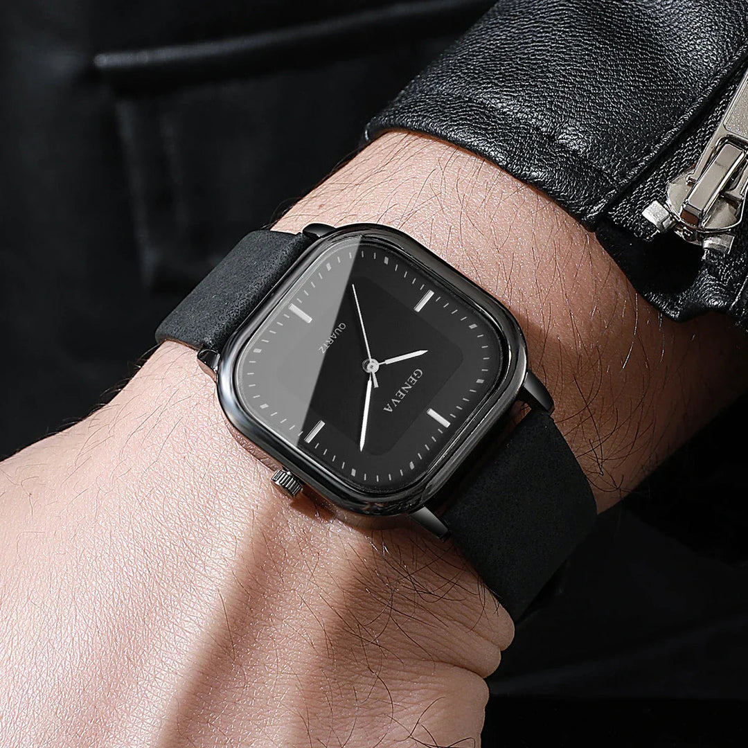 Elegant Leather Square Watch 2