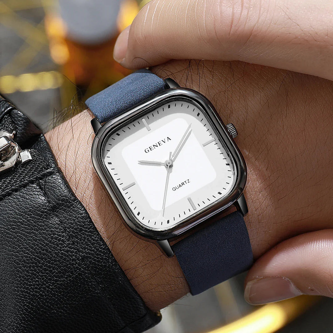 Elegant Leather Square Watch 3