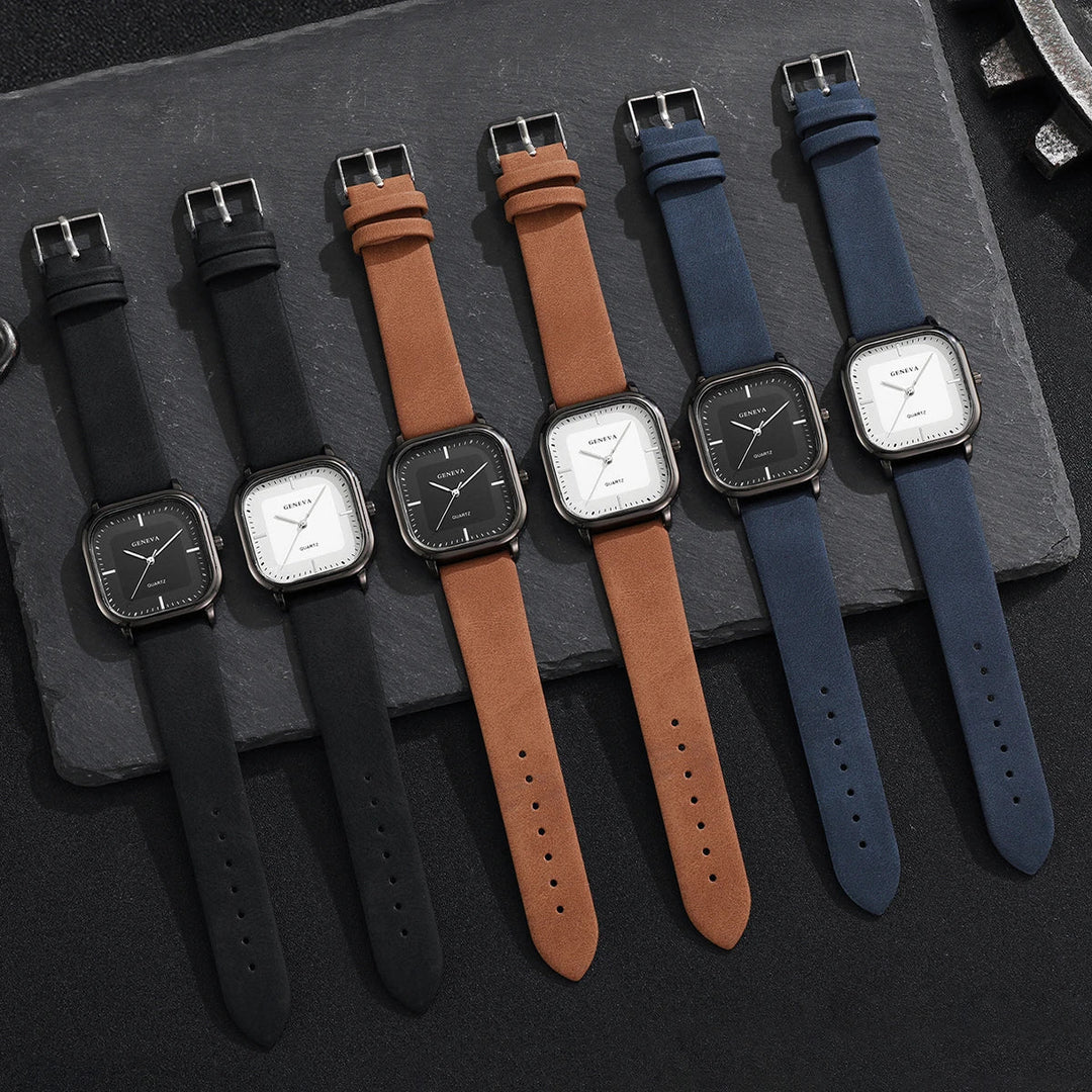 Elegant Leather Square Watch 4