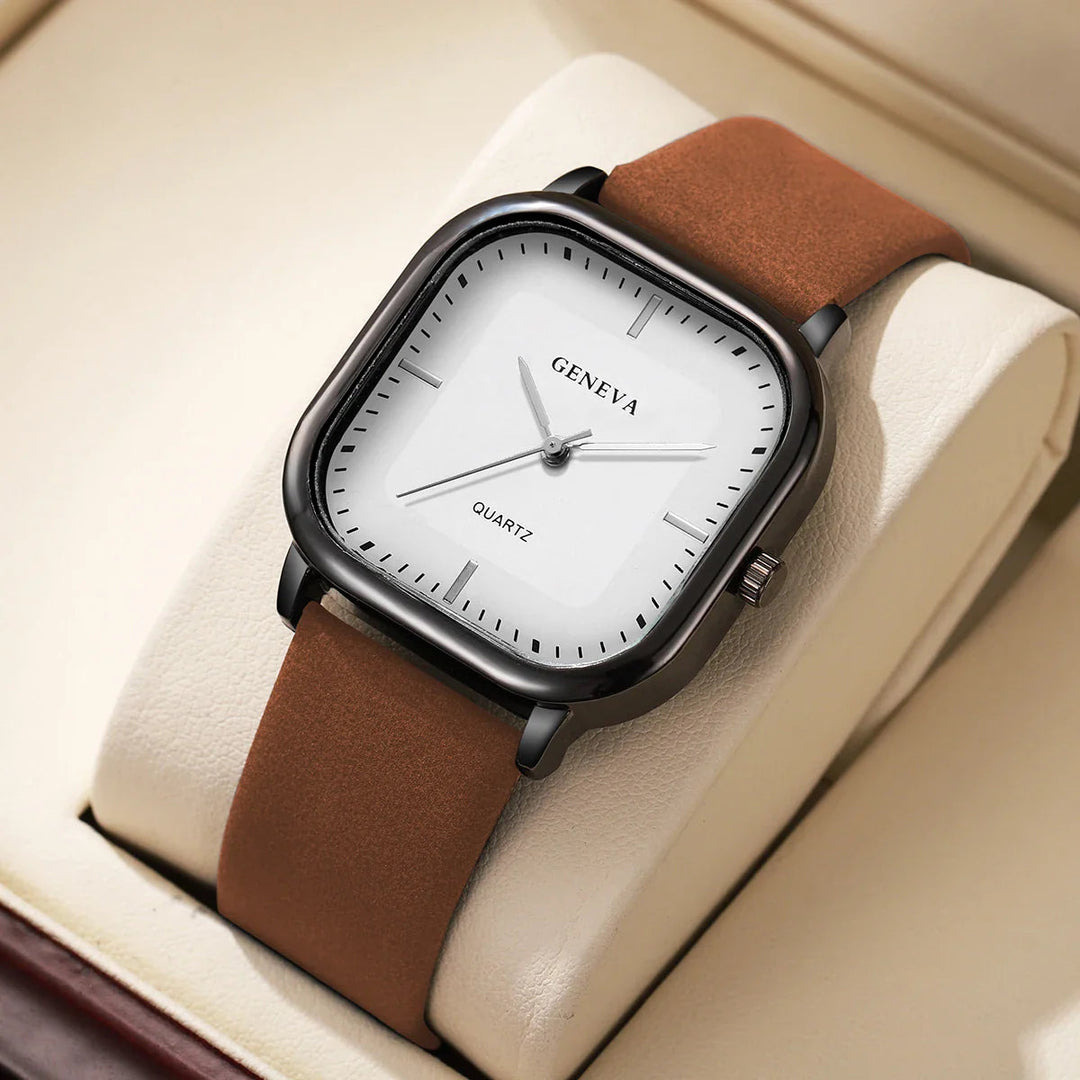 Elegant Leather Square Watch 5
