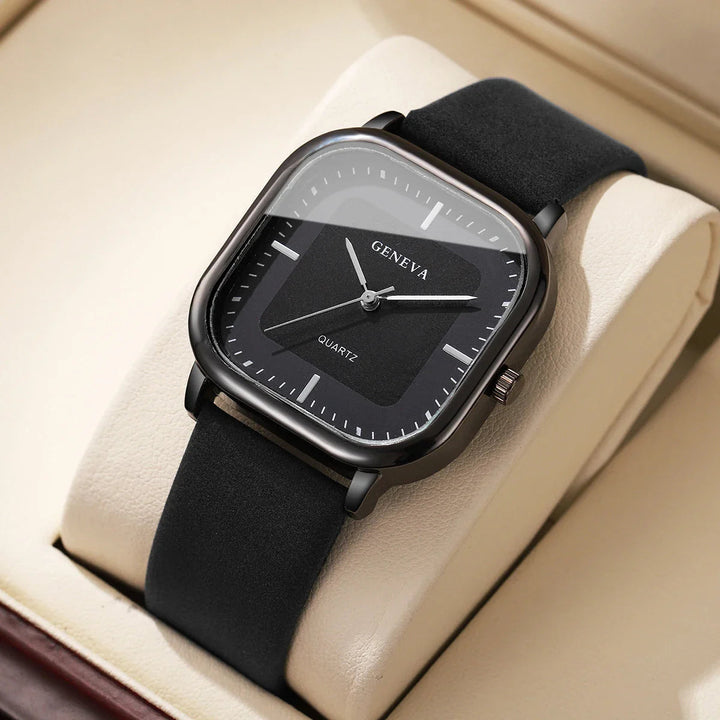 Elegant Leather Square Watch 6