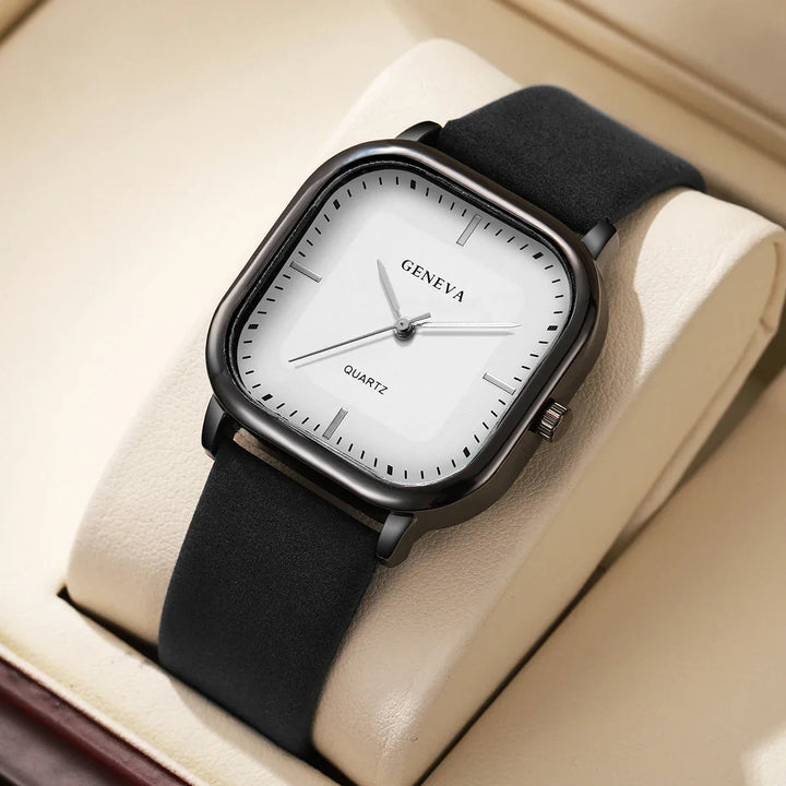 Elegant Leather Square Watch 7