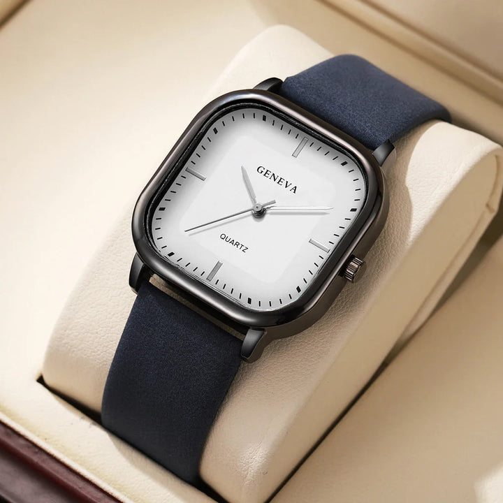 Elegant Leather Square Watch 8