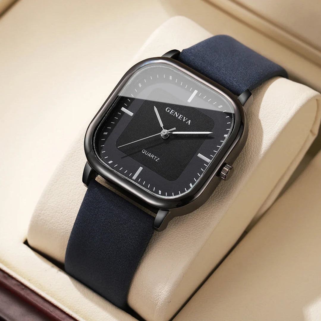 Elegant Leather Square Watch 9