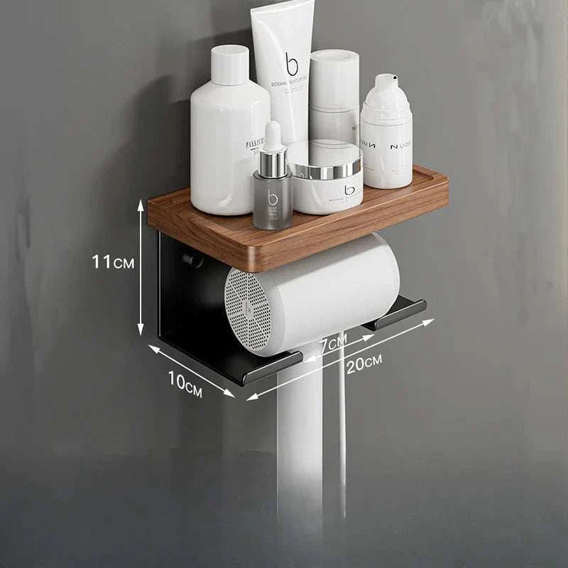 Elegant Walnut Hair Dryer Holder 0