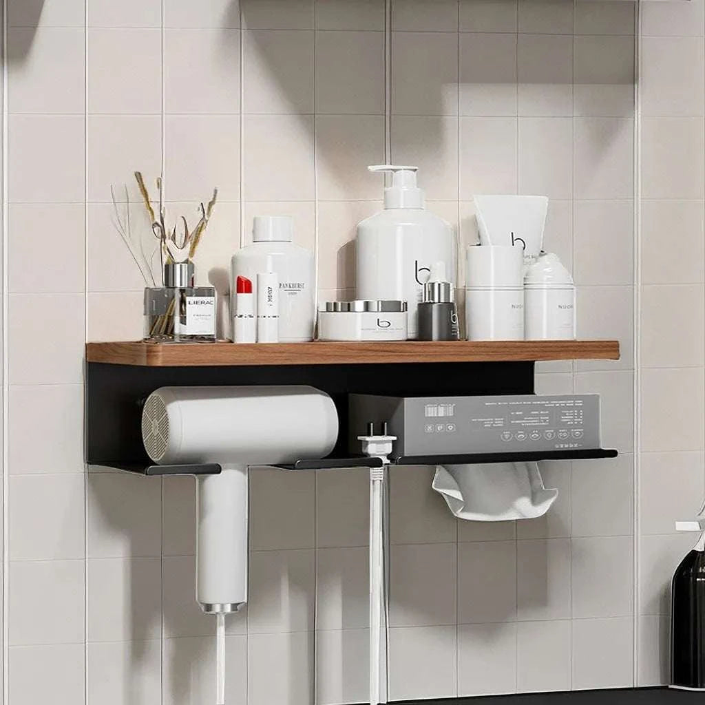 Elegant Walnut Hair Dryer Holder 1