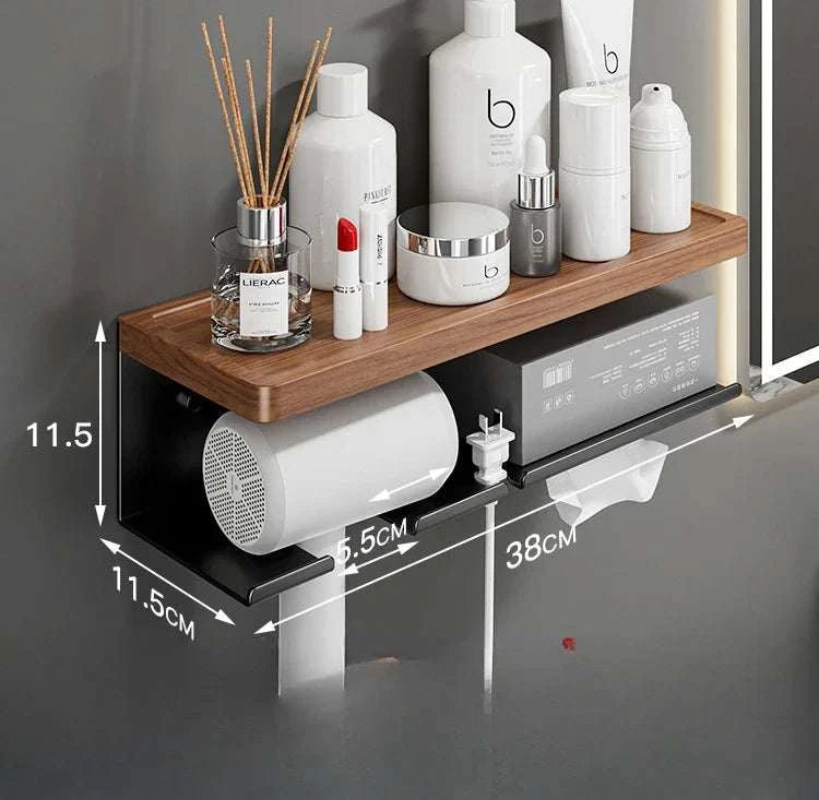 Elegant Walnut Hair Dryer Holder 4
