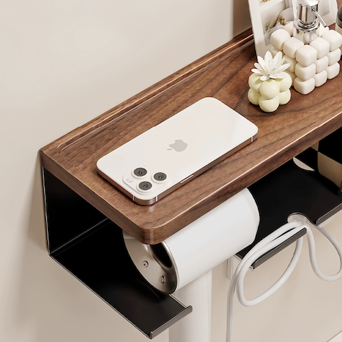 Elegant Walnut Hair Dryer Holder 5