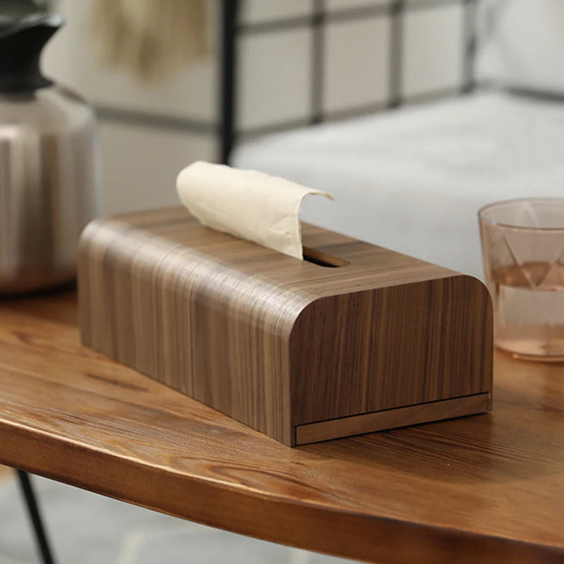 Elegant Walnut Wood Tissue Box Cover 2