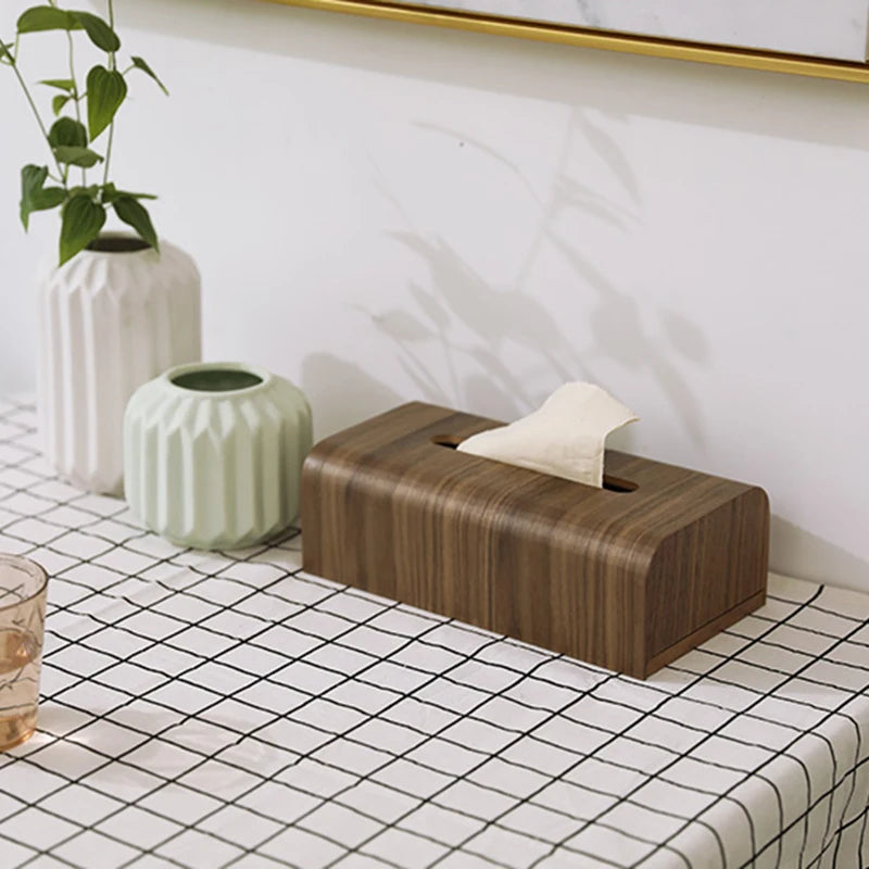 Elegant Walnut Wood Tissue Box Cover 4