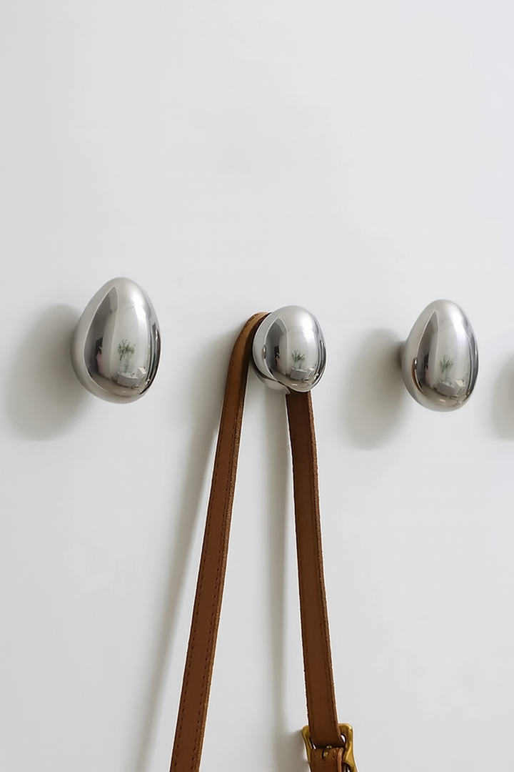 Sculptural Chrome Coat Hooks for Wall 1