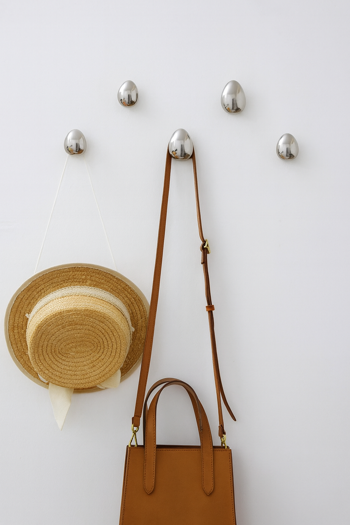 Sculptural Chrome Coat Hooks for Wall 2