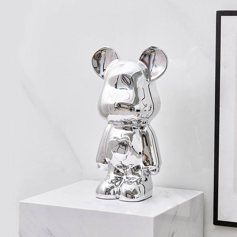 Sculptural Metallic Bear Figurine 0
