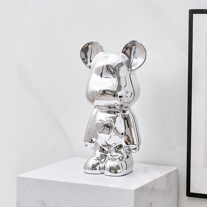 Sculptural Metallic Bear Figurine 0