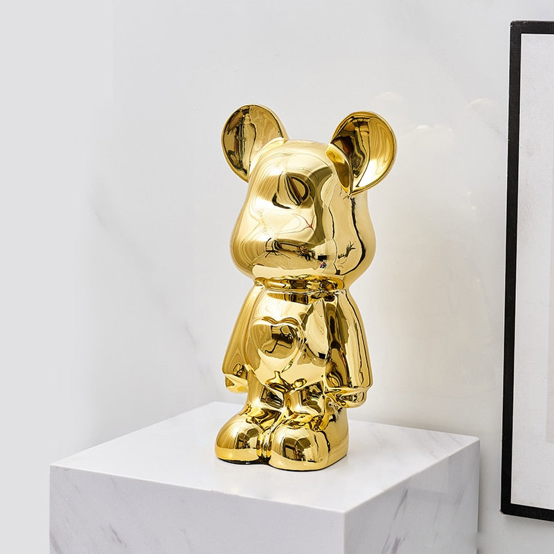 Sculptural Metallic Bear Figurine 11