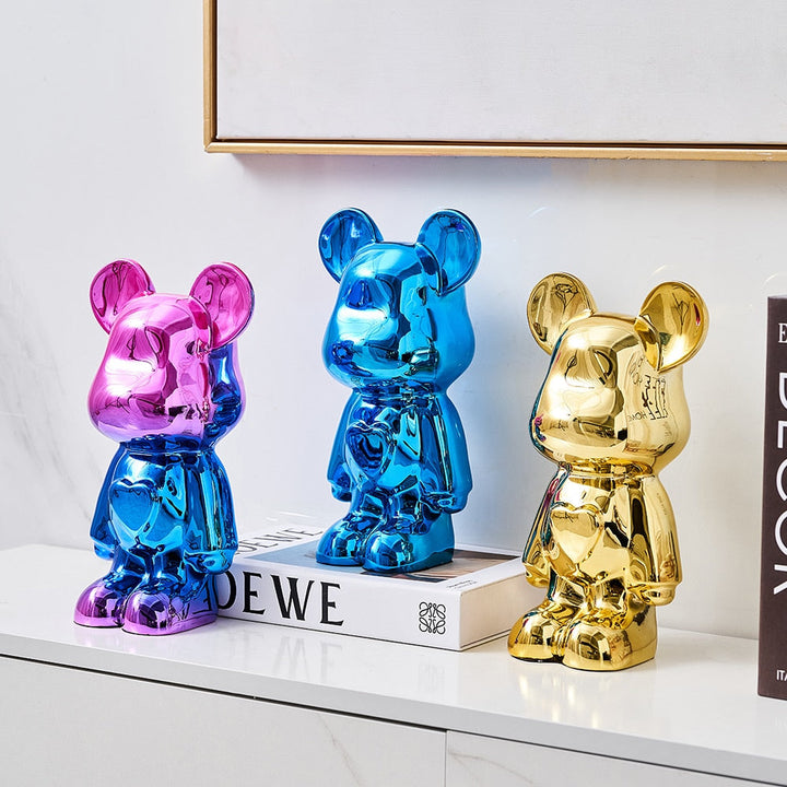 Sculptural Metallic Bear Figurine 2