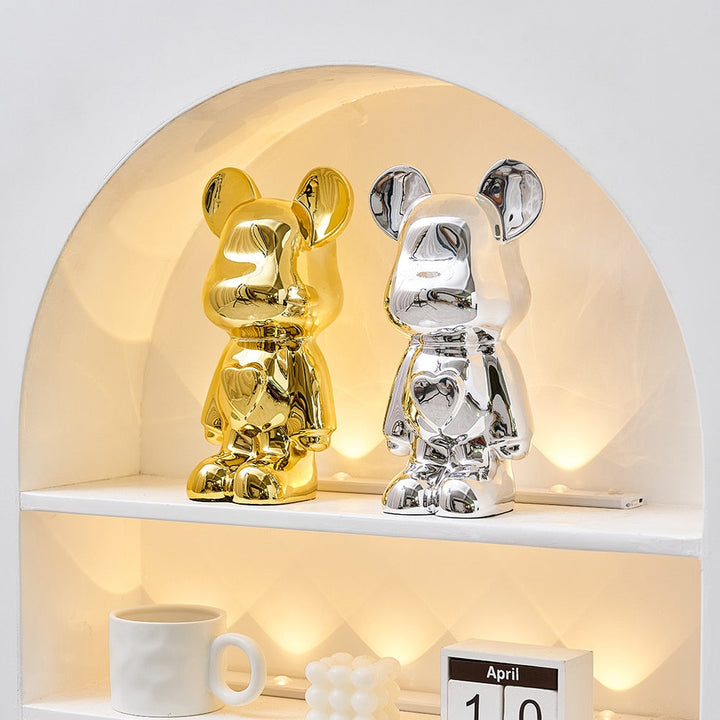 Sculptural Metallic Bear Figurine 3