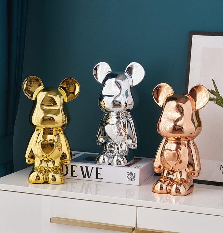 Sculptural Metallic Bear Figurine 4