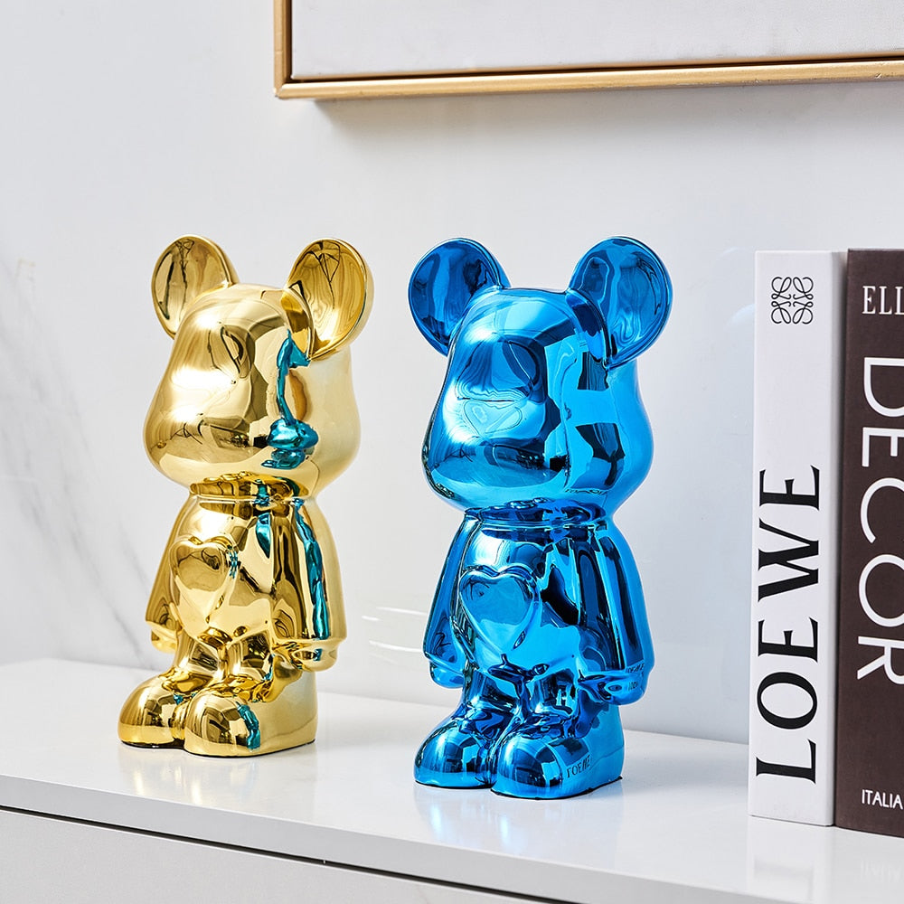 Sculptural Metallic Bear Figurine 8