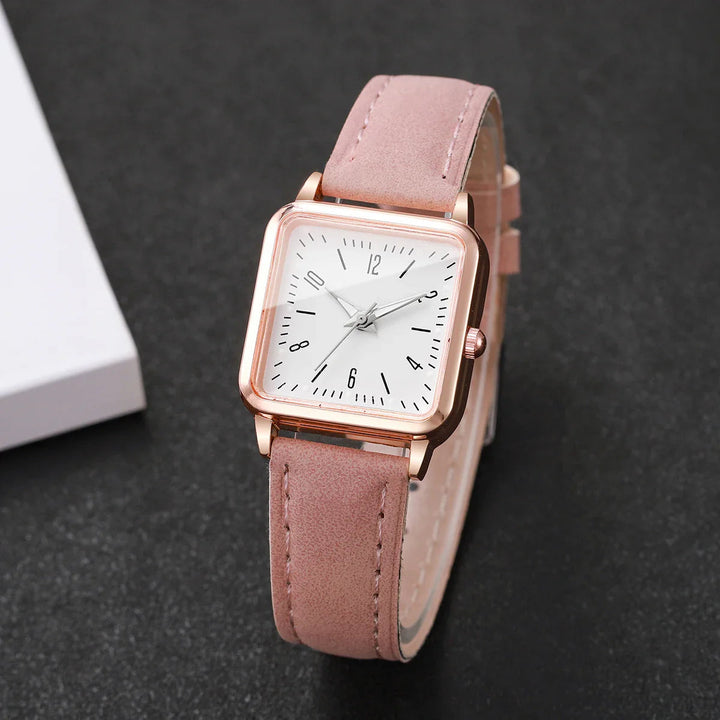 Timeless Leather Square Wristwatch 0