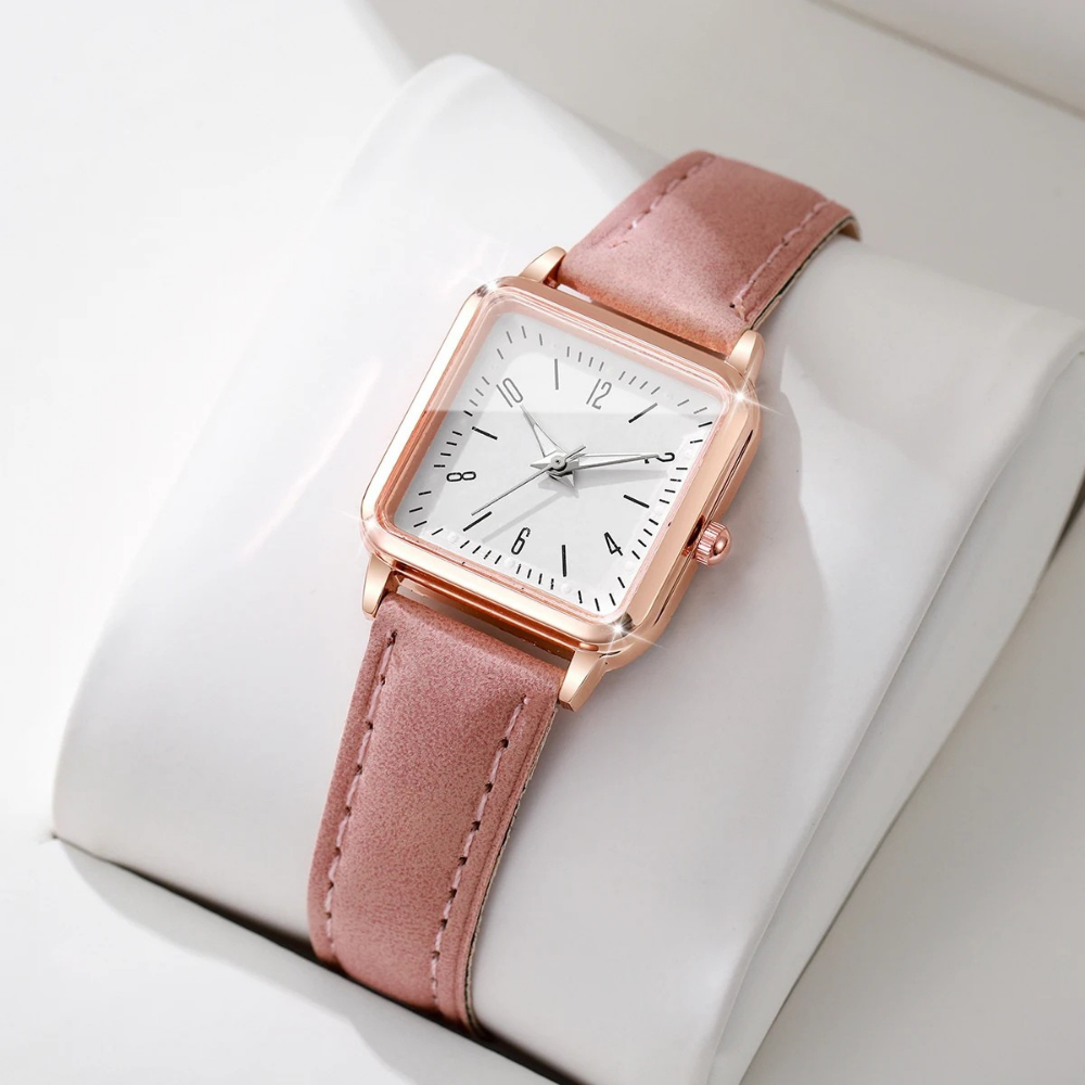 Timeless Leather Square Wristwatch 3