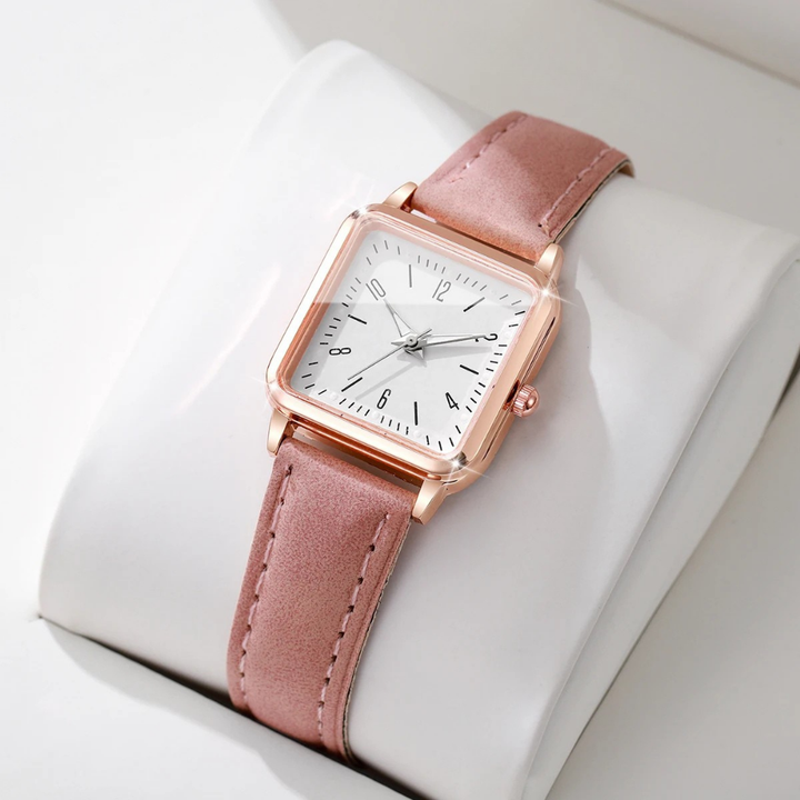 Timeless Leather Square Wristwatch 3
