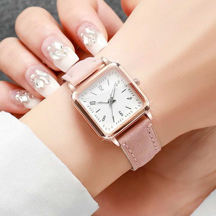 Timeless Leather Square Wristwatch 4