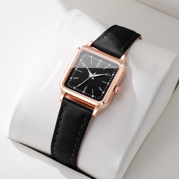 Timeless Leather Square Wristwatch 8
