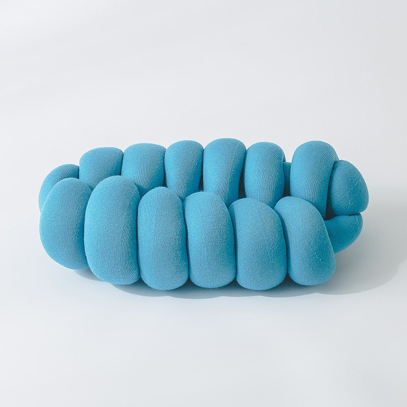 Vibrant Knitted Knot Pillow 10