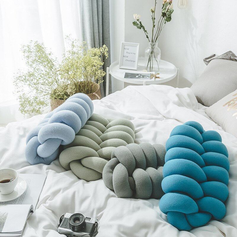 Vibrant Knitted Knot Pillow 2