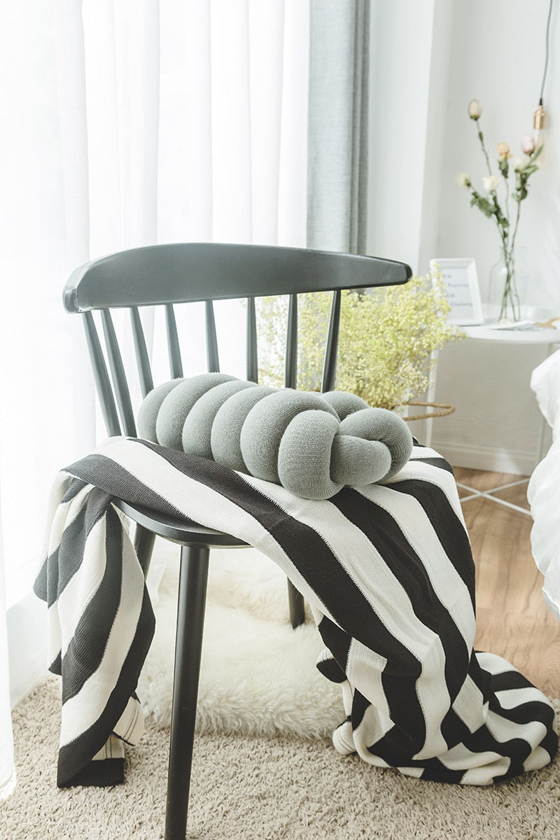Vibrant Knitted Knot Pillow 3