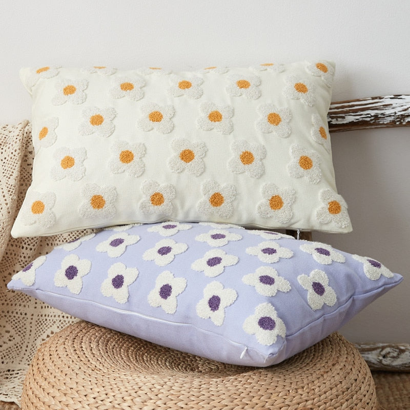 Whimsical Cotton Daisy Pillow Cover 1