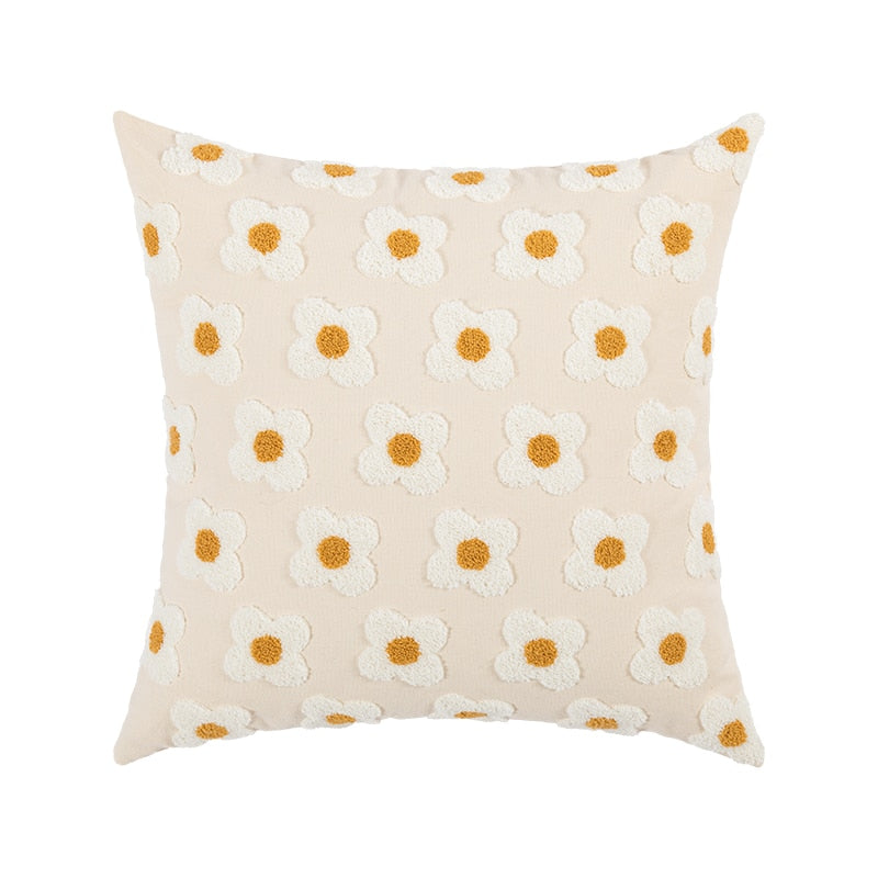 Whimsical Cotton Daisy Pillow Cover 15