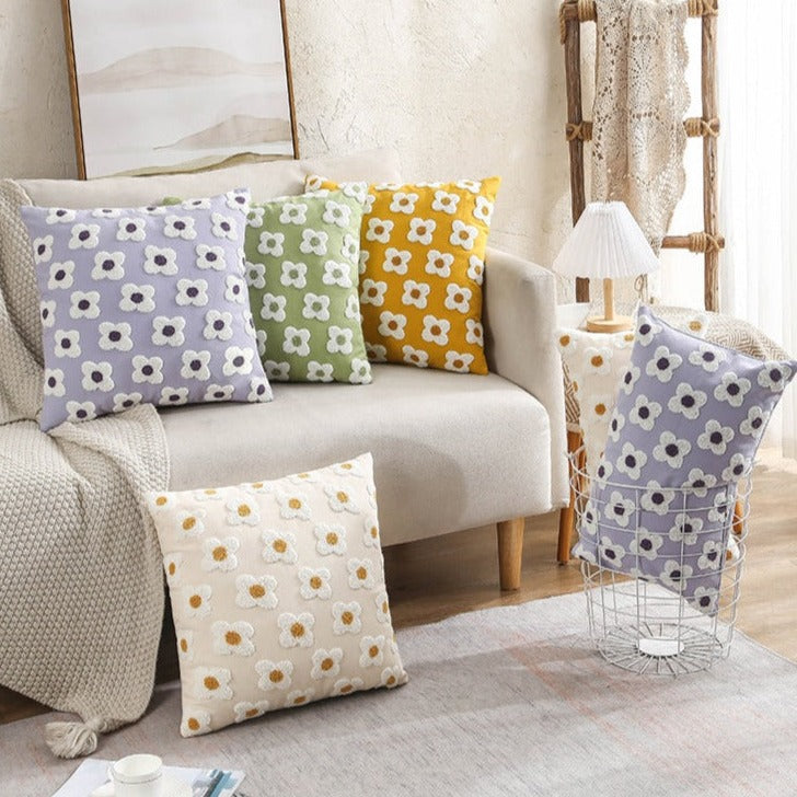 Whimsical Cotton Daisy Pillow Cover 3