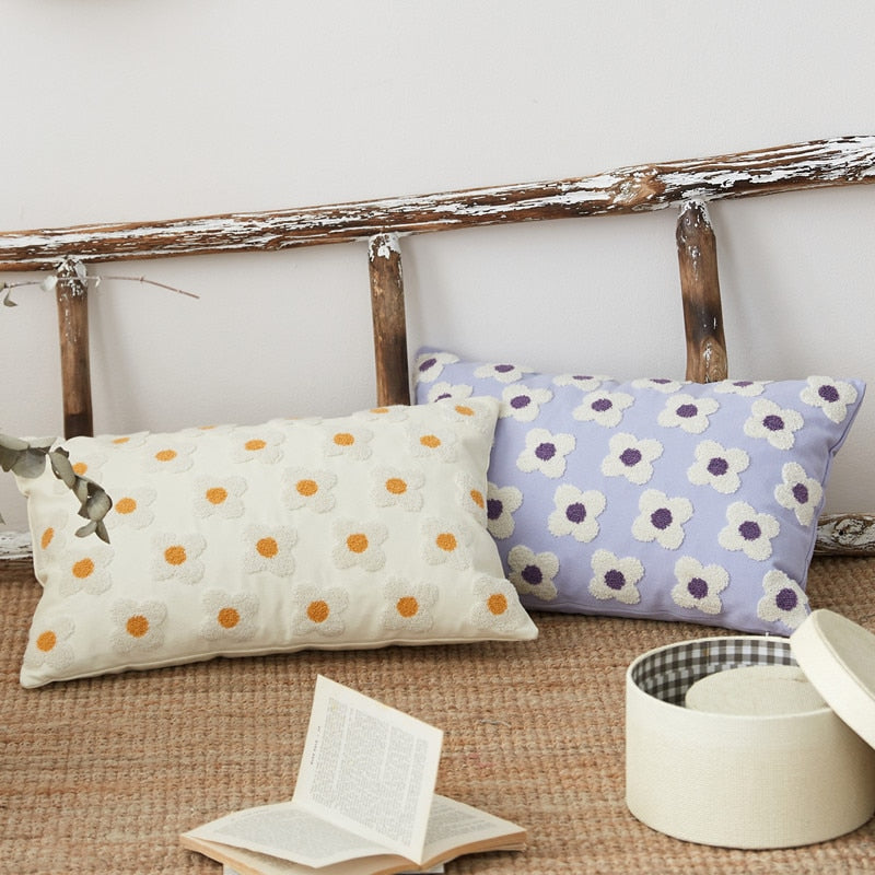 Whimsical Cotton Daisy Pillow Cover 4