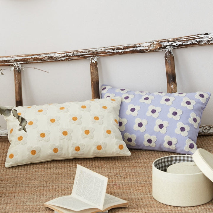 Whimsical Cotton Daisy Pillow Cover 4
