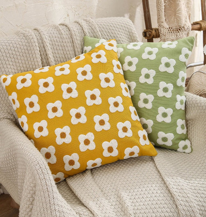 Whimsical Cotton Daisy Pillow Cover 5