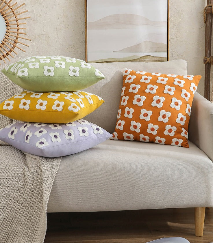 Whimsical Cotton Daisy Pillow Cover 6
