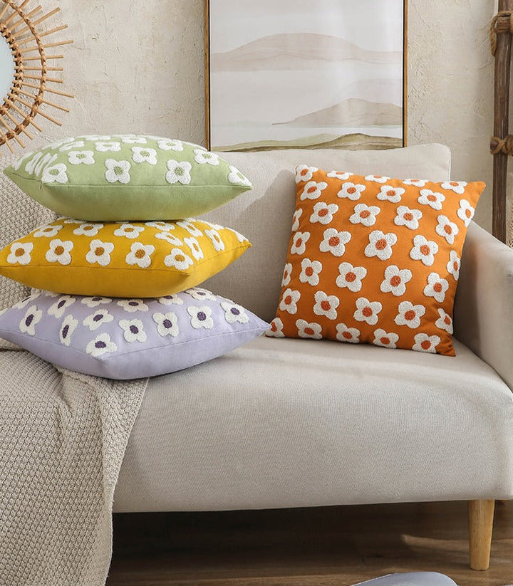Whimsical Cotton Daisy Pillow Cover 6
