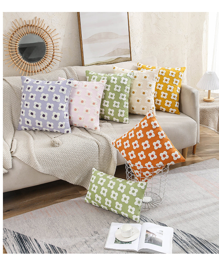 Whimsical Cotton Daisy Pillow Cover 7