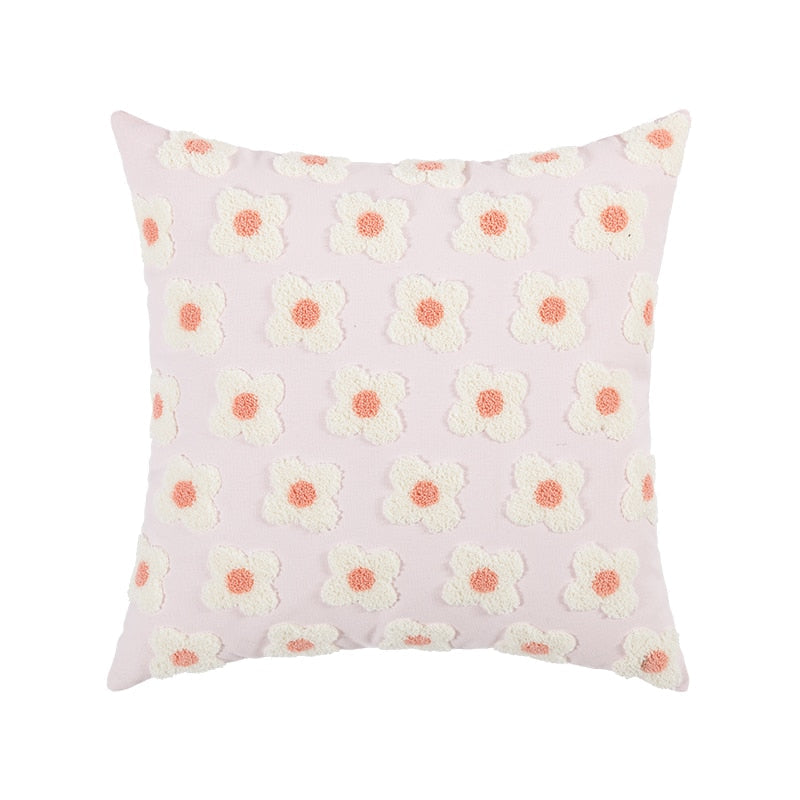 Whimsical Cotton Daisy Pillow Cover 9